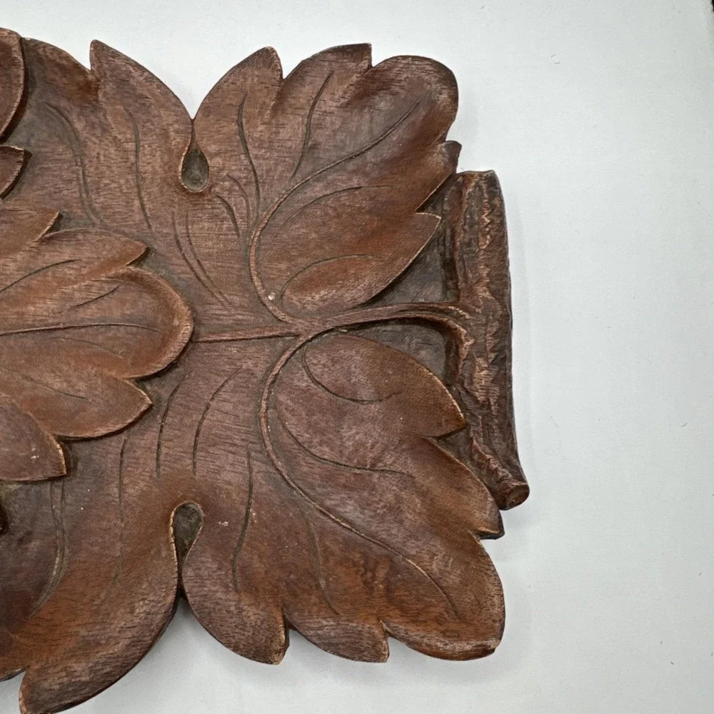 Vintage Syroco Wood Leaf Decorative Tray‎ with Handles Fall Holiday